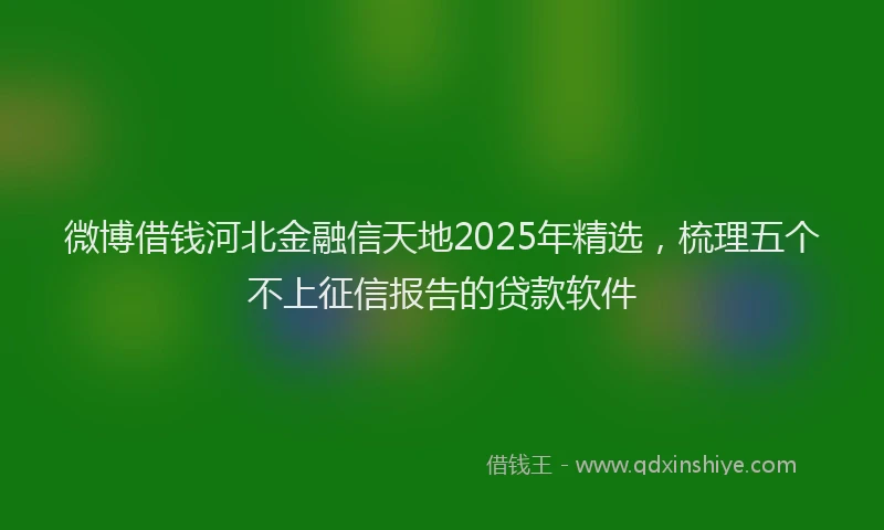 微博借钱河北金融信天地2025年精选，梳理五个不上征信报告的贷款软件