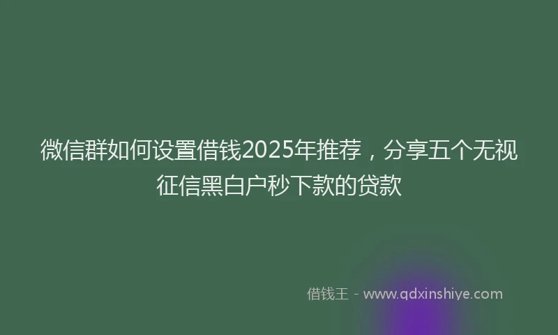 微信群如何设置借钱2025年推荐，分享五个无视征信黑白户秒下款的贷款