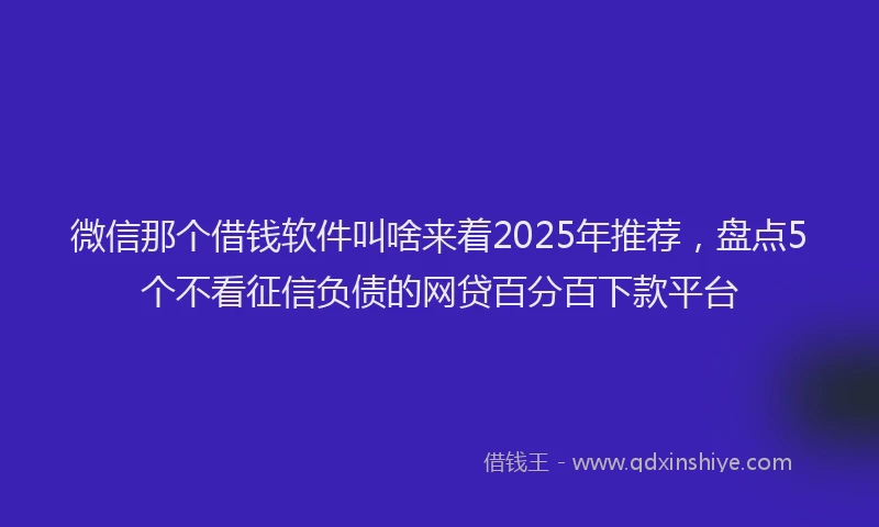 微信那个借钱软件叫啥来着2025年推荐，盘点5个不看征信负债的网贷百分百下款平台