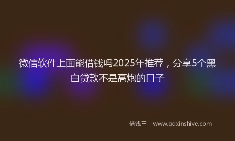 微信软件上面能借钱吗2025年推荐，分享5个黑白贷款不是高炮的口子