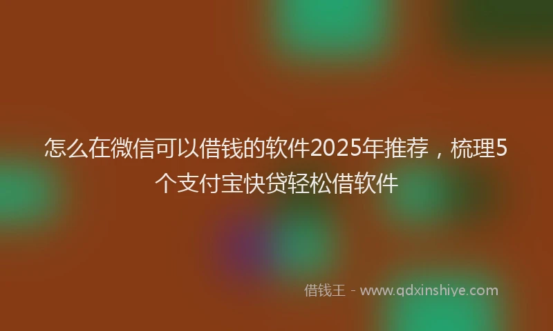 怎么在微信可以借钱的软件2025年推荐，梳理5个支付宝快贷轻松借软件