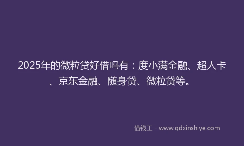 2025年的微粒贷好借吗有：度小满金融、超人卡、京东金融、随身贷、微粒贷等。
