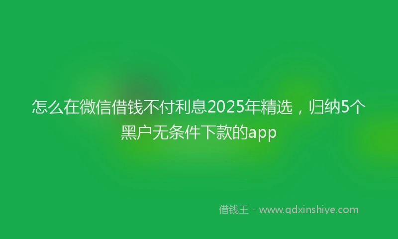 怎么在微信借钱不付利息2025年精选，归纳5个黑户无条件下款的app