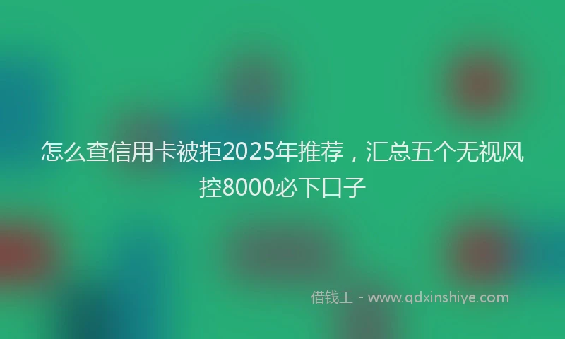 怎么查信用卡被拒2025年推荐，汇总五个无视风控8000必下口子