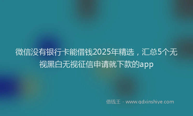微信没有银行卡能借钱2025年精选，汇总5个无视黑白无视征信申请就下款的app