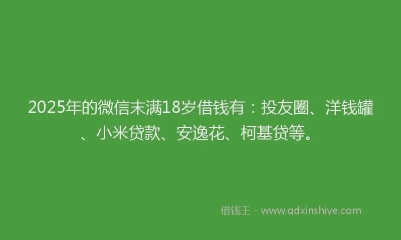 2025年的微信末满18岁借钱有：投友圈、洋钱罐、小米贷款、安逸花、柯基贷等。