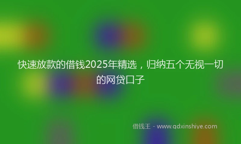 快速放款的借钱2025年精选，归纳五个无视一切的网贷口子