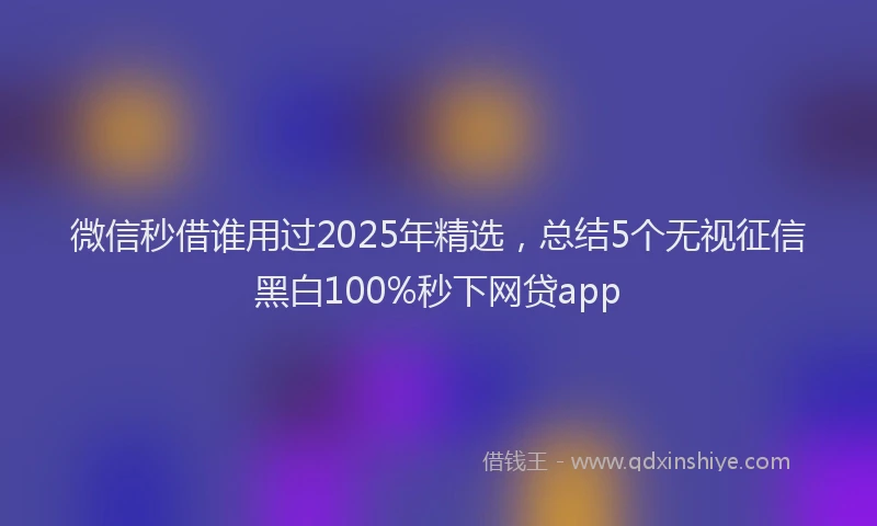 微信秒借谁用过2025年精选，总结5个无视征信黑白100%秒下网贷app