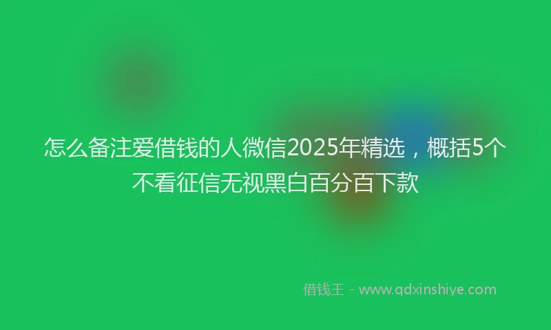 怎么备注爱借钱的人微信2025年精选，概括5个不看征信无视黑白百分百下款