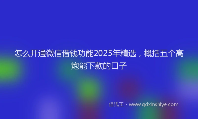 怎么开通微信借钱功能2025年精选，概括五个高炮能下款的口子