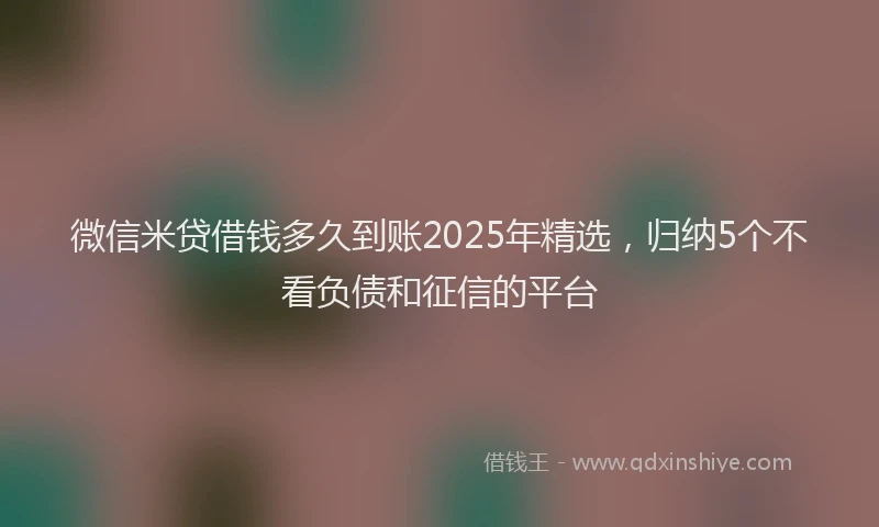 微信米贷借钱多久到账2025年精选，归纳5个不看负债和征信的平台