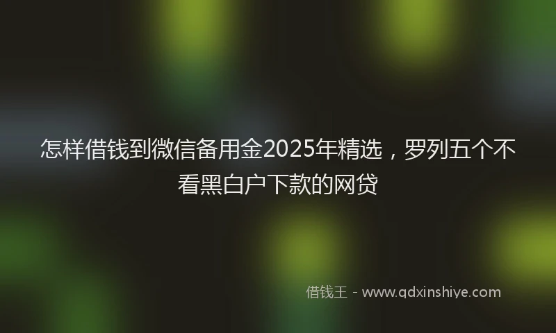 怎样借钱到微信备用金2025年精选，罗列五个不看黑白户下款的网贷