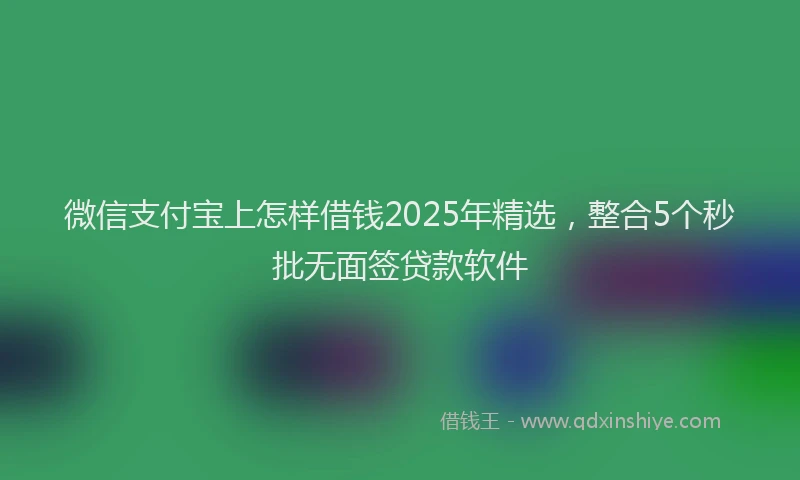 微信支付宝上怎样借钱2025年精选，整合5个秒批无面签贷款软件