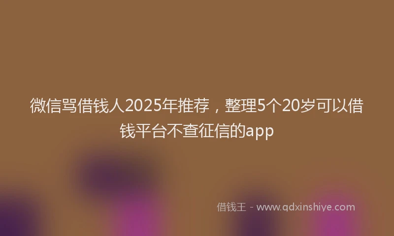 微信骂借钱人2025年推荐，整理5个20岁可以借钱平台不查征信的app