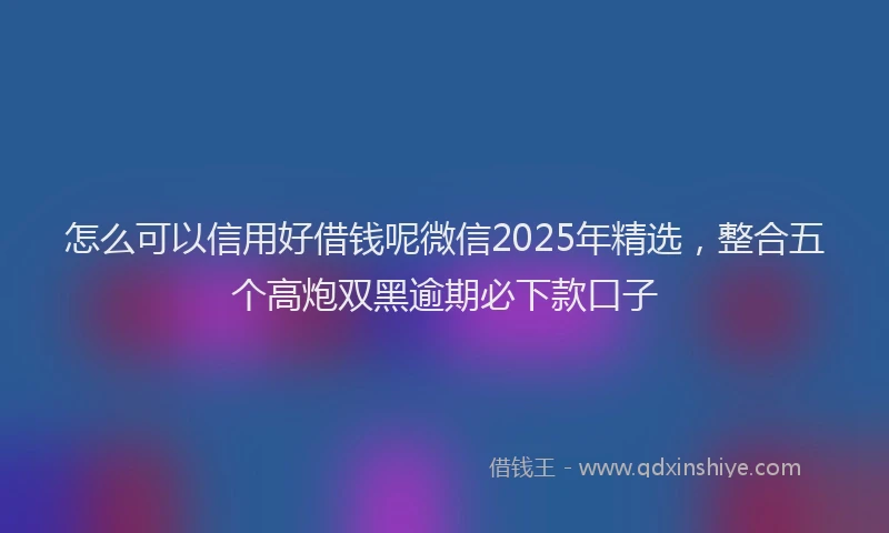 怎么可以信用好借钱呢微信2025年精选，整合五个高炮双黑逾期必下款口子