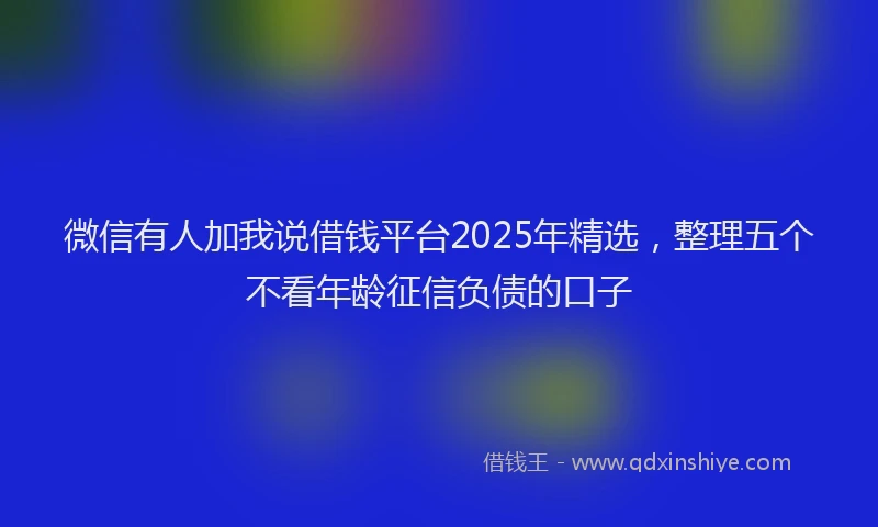 微信有人加我说借钱平台2025年精选，整理五个不看年龄征信负债的口子