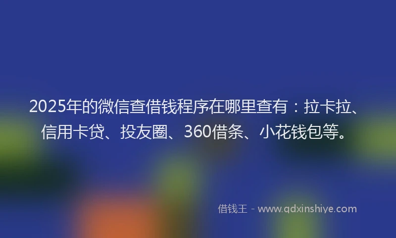 2025年的微信查借钱程序在哪里查有：拉卡拉、信用卡贷、投友圈、360借条、小花钱包等。