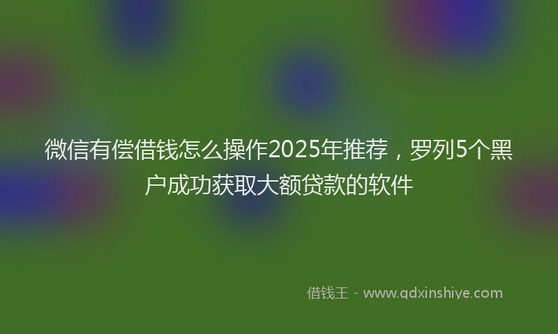 微信有偿借钱怎么操作2025年推荐，罗列5个黑户成功获取大额贷款的软件