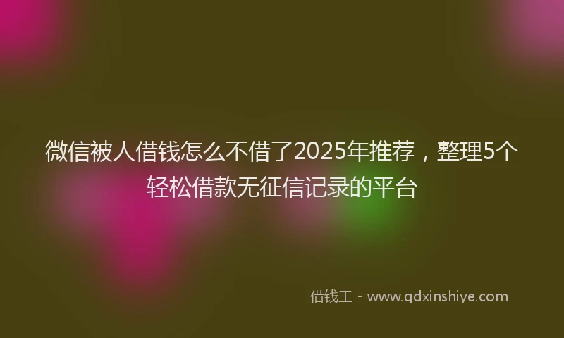 微信被人借钱怎么不借了2025年推荐，整理5个轻松借款无征信记录的平台