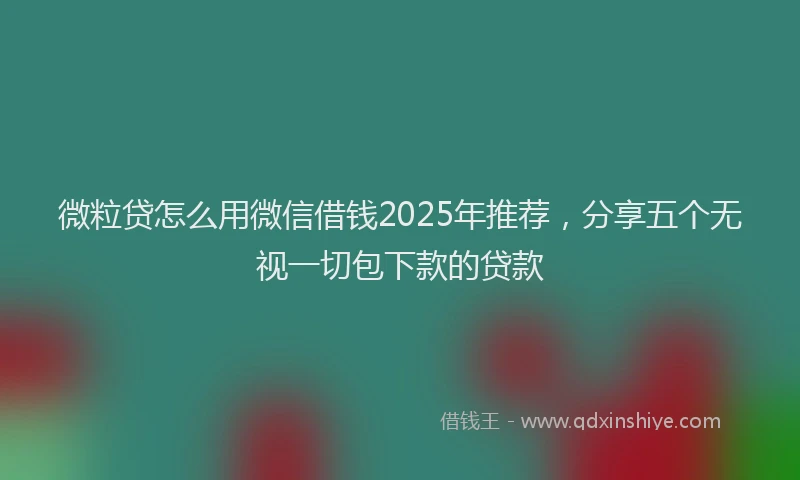 微粒贷怎么用微信借钱2025年推荐，分享五个无视一切包下款的贷款