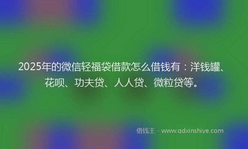 2025年的微信轻福袋借款怎么借钱有：洋钱罐、花呗、功夫贷、人人贷、微粒贷等。