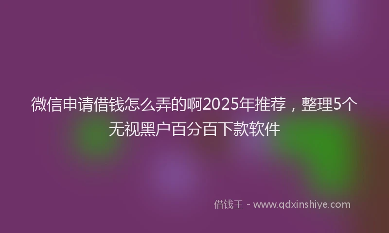 微信申请借钱怎么弄的啊2025年推荐，整理5个无视黑户百分百下款软件