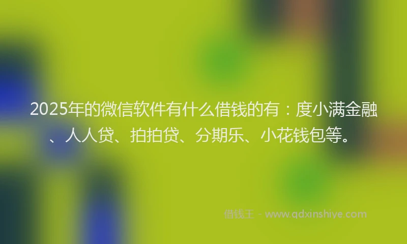 2025年的微信软件有什么借钱的有：度小满金融、人人贷、拍拍贷、分期乐、小花钱包等。