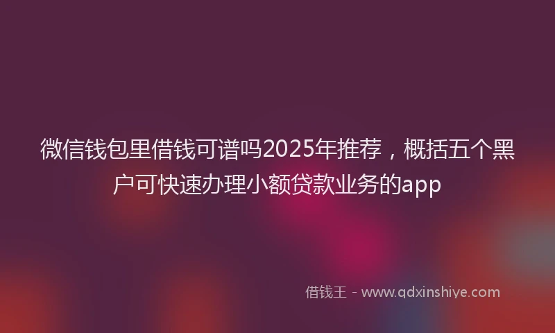 微信钱包里借钱可谱吗2025年推荐，概括五个黑户可快速办理小额贷款业务的app