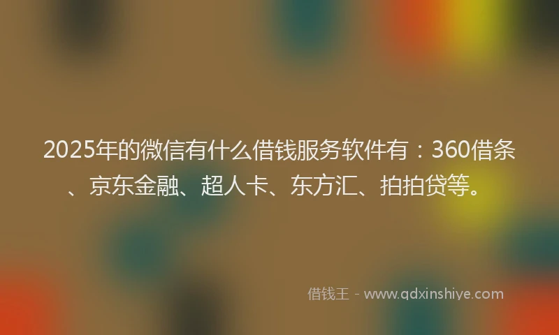 2025年的微信有什么借钱服务软件有：360借条、京东金融、超人卡、东方汇、拍拍贷等。