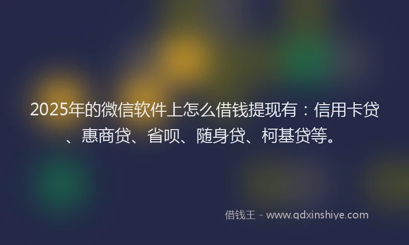 2025年的微信软件上怎么借钱提现有：信用卡贷、惠商贷、省呗、随身贷、柯基贷等。
