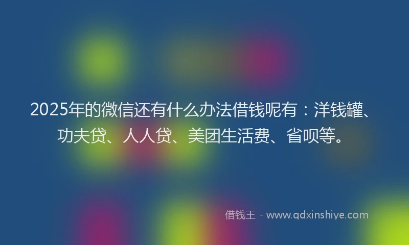 2025年的微信还有什么办法借钱呢有：洋钱罐、功夫贷、人人贷、美团生活费、省呗等。