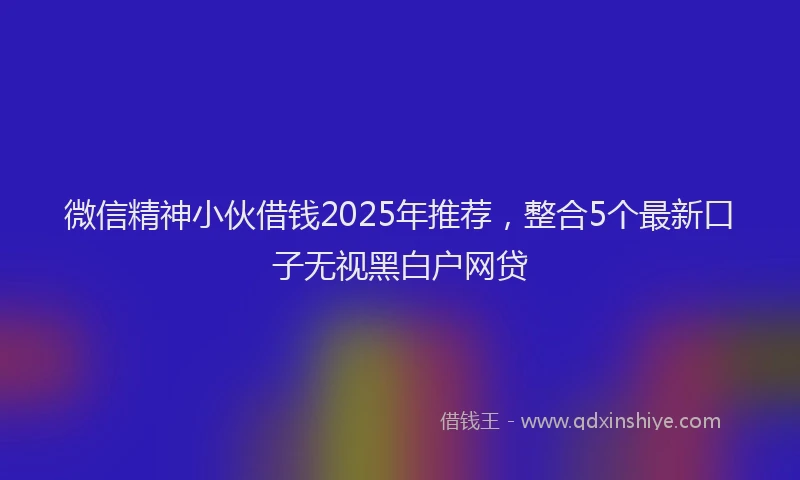微信精神小伙借钱2025年推荐，整合5个最新口子无视黑白户网贷