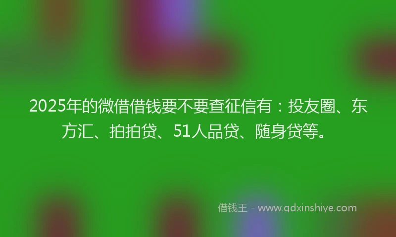 2025年的微借借钱要不要查征信有：投友圈、东方汇、拍拍贷、51人品贷、随身贷等。