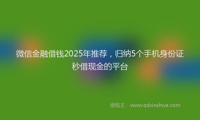 微信金融借钱2025年推荐，归纳5个手机身份证秒借现金的平台