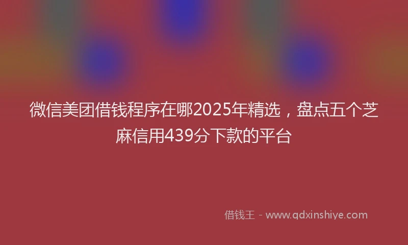 微信美团借钱程序在哪2025年精选，盘点五个芝麻信用439分下款的平台