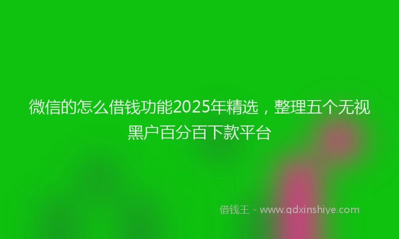微信的怎么借钱功能2025年精选，整理五个无视黑户百分百下款平台