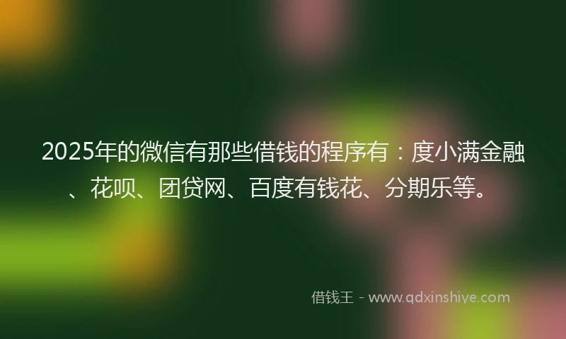 2025年的微信有那些借钱的程序有：度小满金融、花呗、团贷网、百度有钱花、分期乐等。