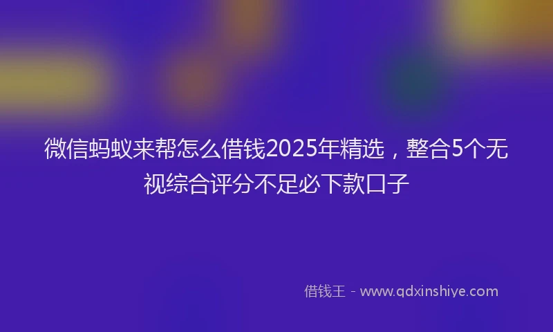 微信蚂蚁来帮怎么借钱2025年精选，整合5个无视综合评分不足必下款口子