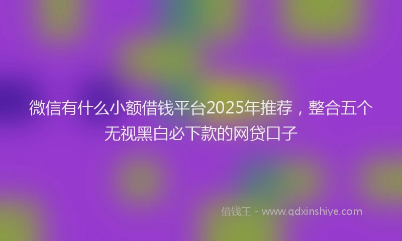微信有什么小额借钱平台2025年推荐，整合五个无视黑白必下款的网贷口子