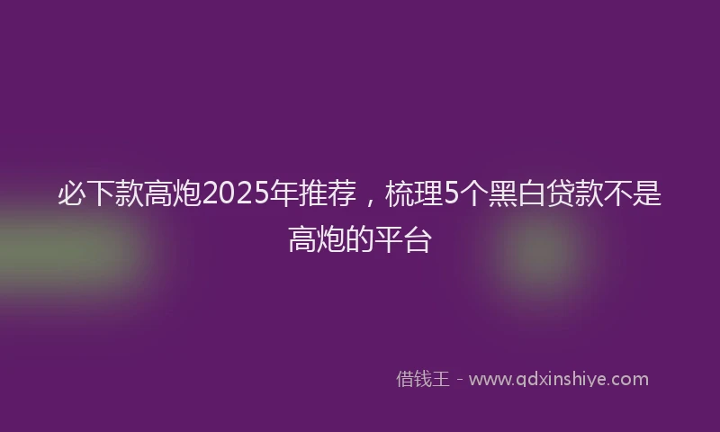 必下款高炮2025年推荐，梳理5个黑白贷款不是高炮的平台