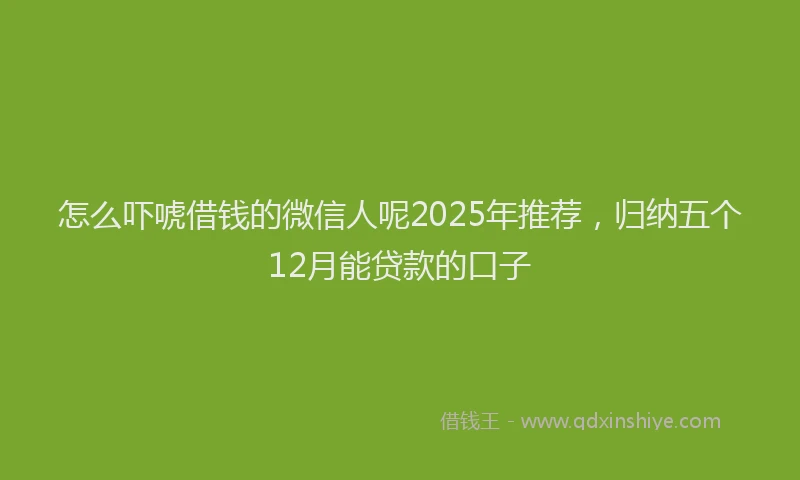 怎么吓唬借钱的微信人呢2025年推荐，归纳五个12月能贷款的口子