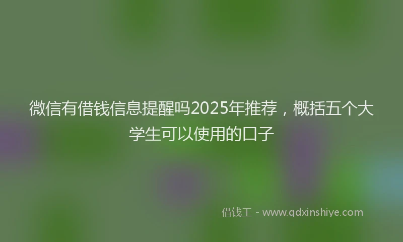 微信有借钱信息提醒吗2025年推荐，概括五个大学生可以使用的口子