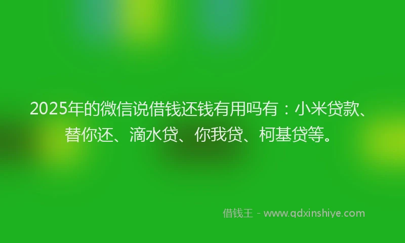 2025年的微信说借钱还钱有用吗有：小米贷款、替你还、滴水贷、你我贷、柯基贷等。