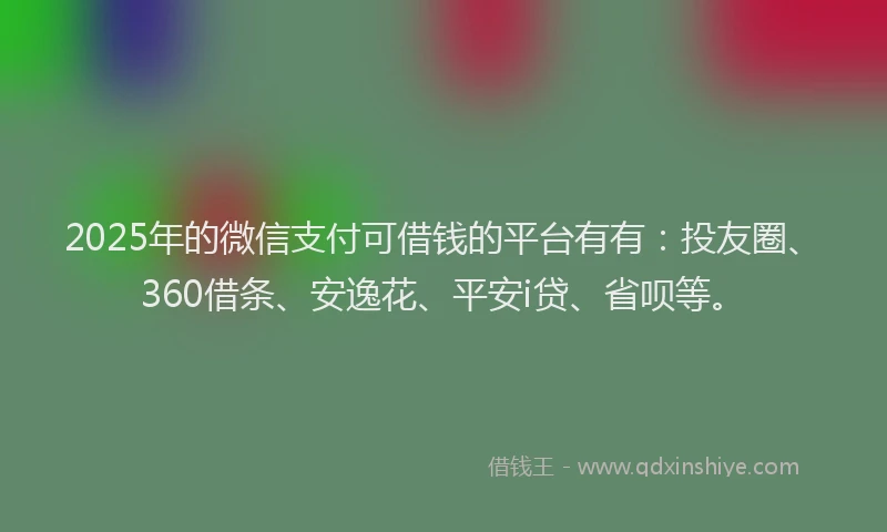 2025年的微信支付可借钱的平台有有：投友圈、360借条、安逸花、平安i贷、省呗等。