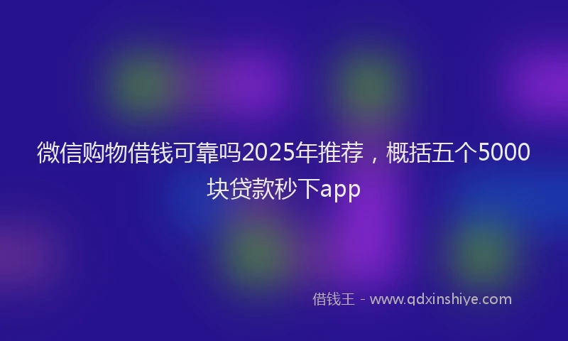 微信购物借钱可靠吗2025年推荐，概括五个5000块贷款秒下app