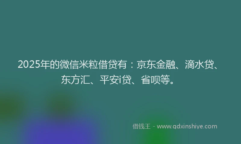 2025年的微信米粒借贷有：京东金融、滴水贷、东方汇、平安i贷、省呗等。
