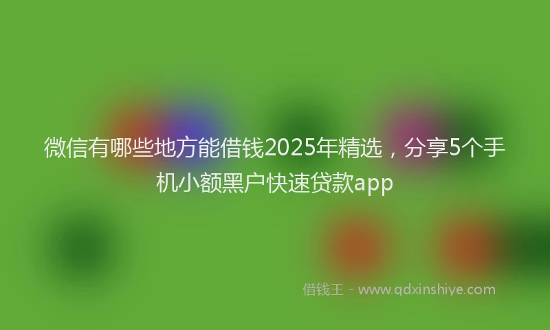 微信有哪些地方能借钱2025年精选，分享5个手机小额黑户快速贷款app