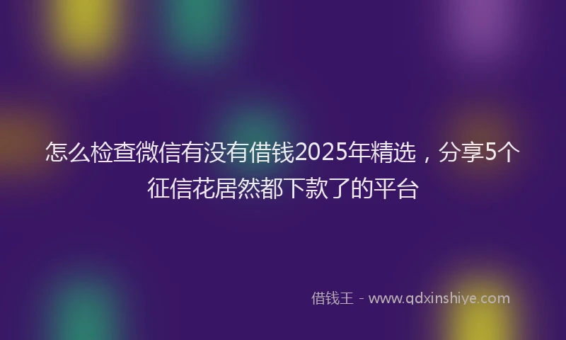 怎么检查微信有没有借钱2025年精选，分享5个征信花居然都下款了的平台