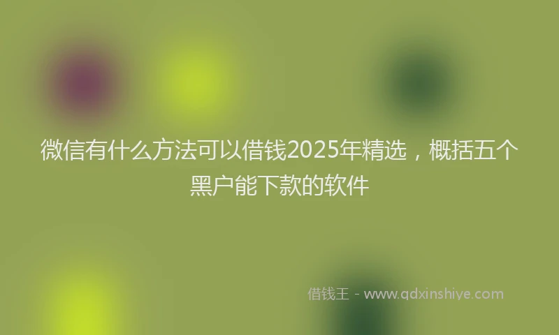 微信有什么方法可以借钱2025年精选，概括五个黑户能下款的软件