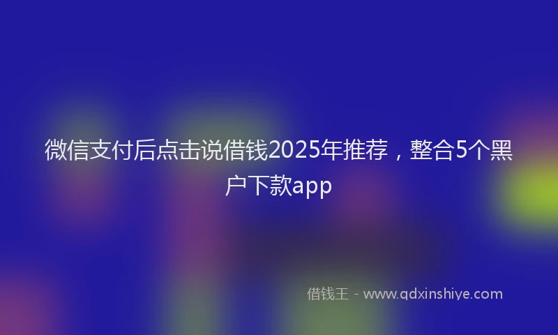 微信支付后点击说借钱2025年推荐，整合5个黑户下款app